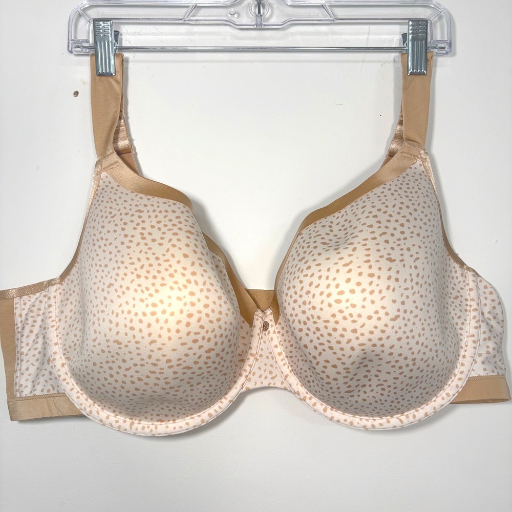 Cacique 46DD Full Coverage Dot Print Underwire Bra Tan Beige